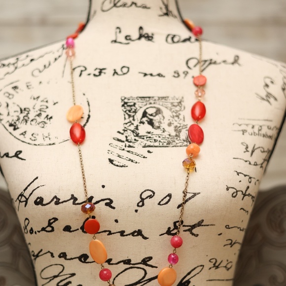Erica Lyons Necklace Orange and Fuchsia - Picture 6 of 8